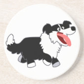 En Grès Joli Cartoon Bordure Collie Dessous de verre (Devant)