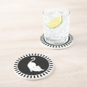En Grès Joli chaton blanc sur dessous de verre noir et bla (Côté)