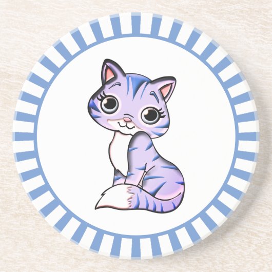 En Grès Joli chaton de dessin animé & dessous de verre à r (Devant)