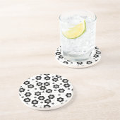 En Grès Joli dessous de verre de fleurs blanches noires (Côté)