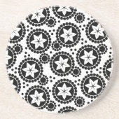 En Grès Joli dessous de verre de fleurs blanches noires (Devant)
