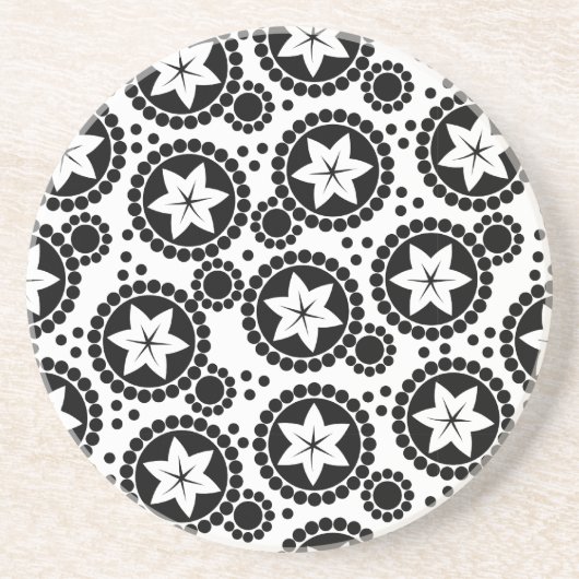 En Grès Joli dessous de verre de fleurs blanches noires (Devant)