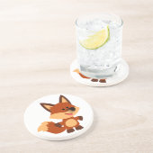 En Grès Joli Dessous de verre Innocent Cartoon Fox (Côté)