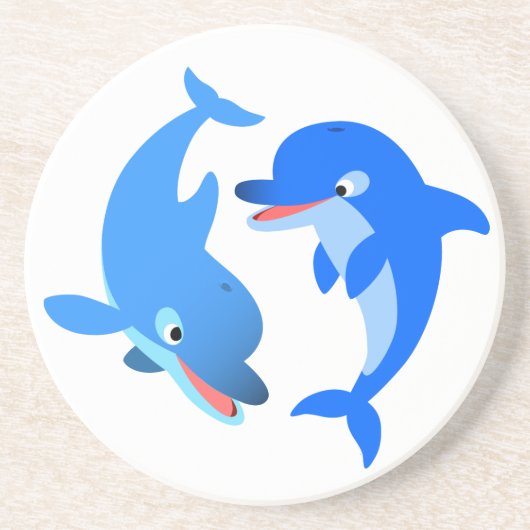 En Grès Joli jeu Dessous de verre de dauphins de dessin (Devant)