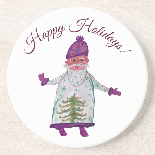 En Grès Joyeuses fêtes Dessous de verre du Père Noël (Devant)
