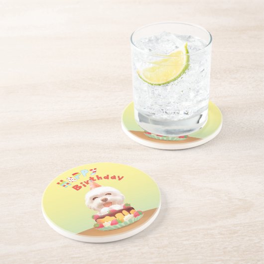En Grès Joyeux Dessous de verre d'anniversaire (Côté)