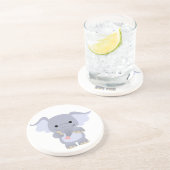 En Grès Joyeux Dessous de verre d'éléphant de dessin animé (Côté)