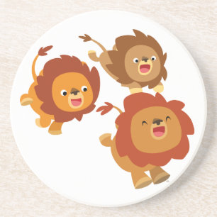 En Grès Joyeux trio de mignons Dessous de verre de lions c