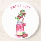 En Grès Jus de cerise Cool Boire Dessous de verre Fruits d (Devant)