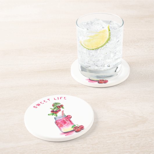 En Grès Jus de cerise Cool Boire Dessous de verre Fruits d (Côté)