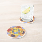 En Grès laisser vont des dessous de verre de mandala (Côté)