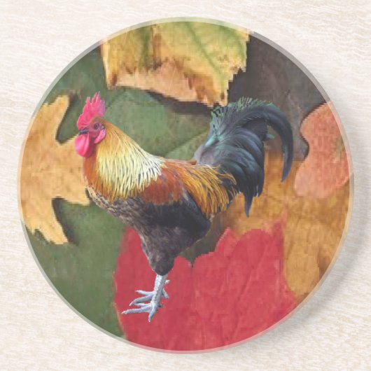 En Grès Le coq laisse des dessous de verre (Devant)