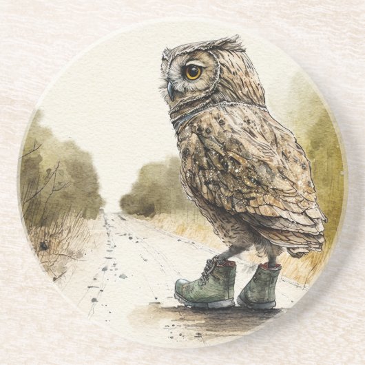 En Grès Le Dessous de verre de marche solitaire (Devant)