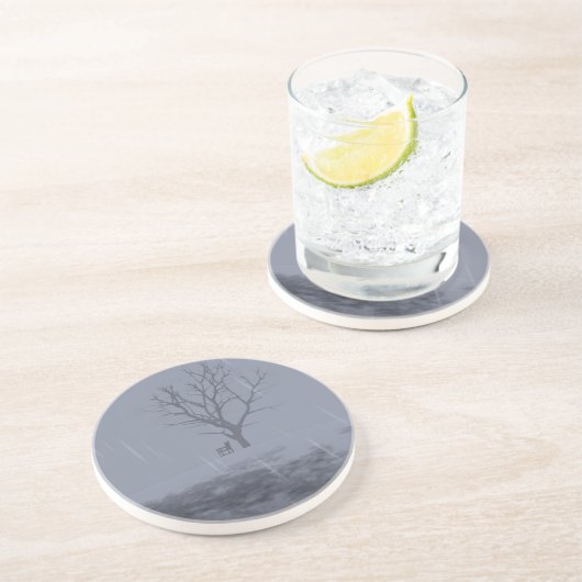 En Grès Le Dessous de verre froid de l'hiver (Côté)