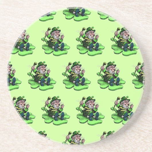 En Grès Leprechaun Sur Shamrock Dessous de verre Sandstone (Devant)