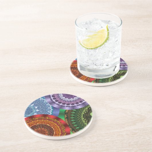 En Grès Les dessous de verre de mandalas d'éléments (Côté)