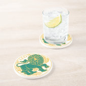 En Grès Lion du zodiaque sur un Dessous de verre (Côté)