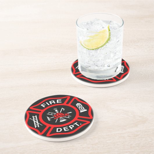 En Grès Logo du service d'incendie Dessous de verre d'insi (Côté)