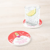 En Grès Longue Blonde Coral et Fleur Rose Dessous de verre (Côté)