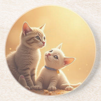 En Grès Lovely Dessous de verre Cat Couple