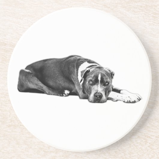 En Grès Loyal Compagnon Pitbull Mix Dessous de verre d'art (Devant)