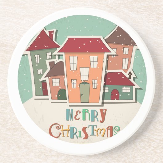 En Grès Maisons de Noël Design Dessous de verre de vacance (Devant)