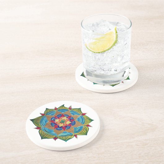 En Grès Mandala Sandstone Drink Dessous de verre (Côté)