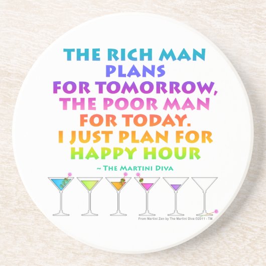 En Grès MARTINI ZEN - Dessous de verre pour Happy Hour (Devant)