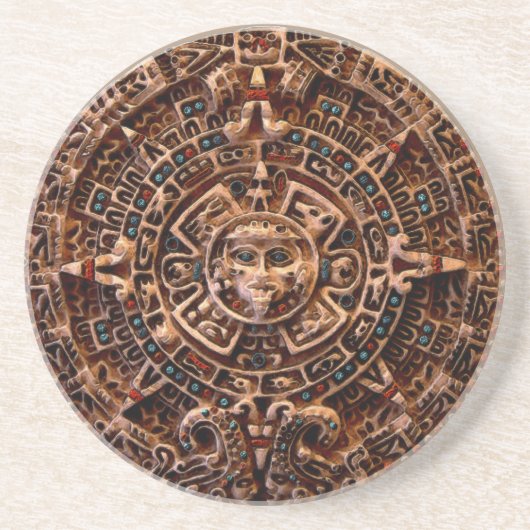 En Grès Mayan, Aztec Dessous de verre Sandstone Calendrier (Devant)