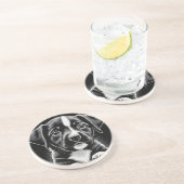 En Grès Mignon chiot noir et blanc – Dessous de verre pour (Côté)