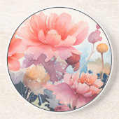 En Grès Moelleux Pastel Floral Design Dessous de verre ron (Devant)