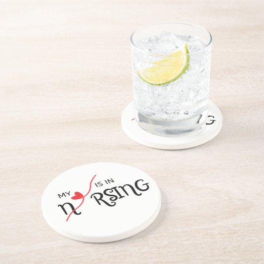 En Grès Mon Coeur Est Dans Le Dessous de verre De Boisson (Côté)