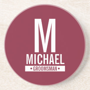 En Grès Monogramme et Dessous de verre de nom du Groomsman