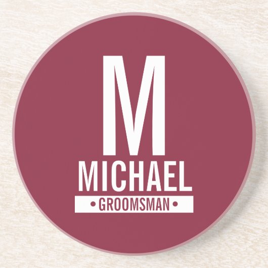 En Grès Monogramme et Dessous de verre de nom du Groomsman (Devant)