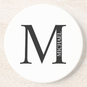 En Grès Monogramme personnalisé et nom Dessous de verre de