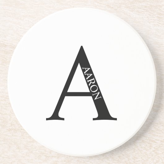 En Grès Monogramme personnalisé et nom Dessous de verre de (Devant)