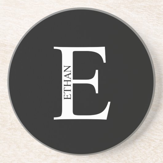 En Grès Monogramme personnalisé et nom Dessous de verre de (Devant)