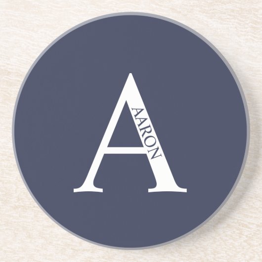 En Grès Monogramme personnalisé et nom Dessous de verre de (Devant)