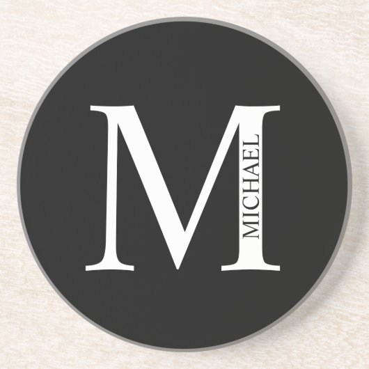 En Grès Monogramme personnalisé et nom Dessous de verre de (Devant)