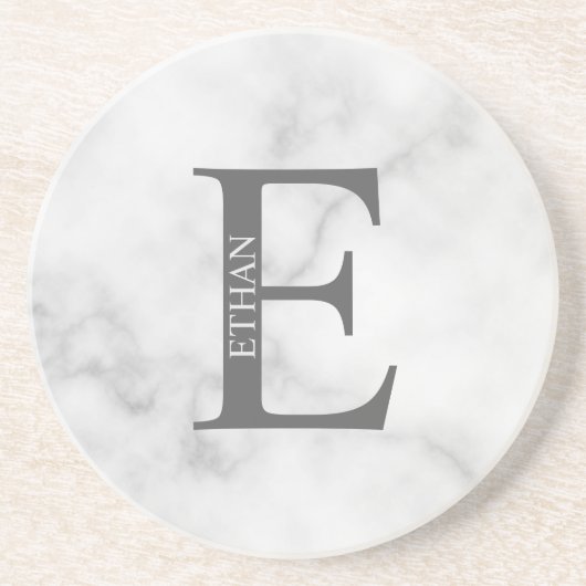 En Grès Monogramme personnalisé et nom Dessous de verre de (Devant)