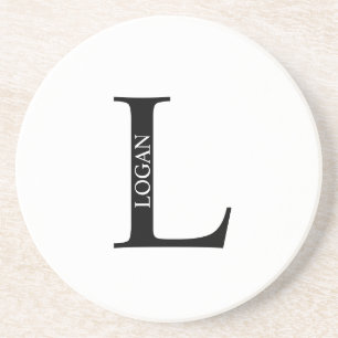 En Grès Monogramme personnalisé et nom Dessous de verre de