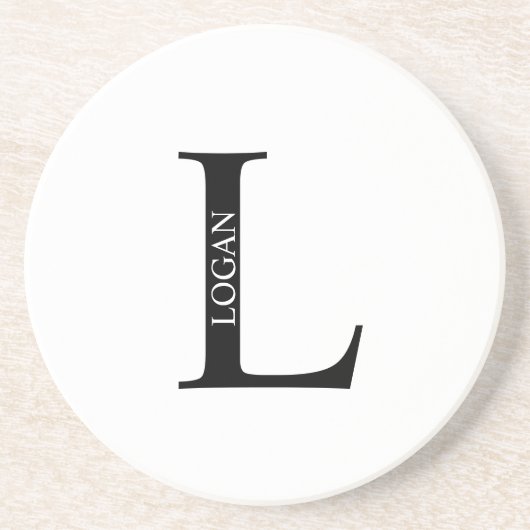 En Grès Monogramme personnalisé et nom Dessous de verre de (Devant)