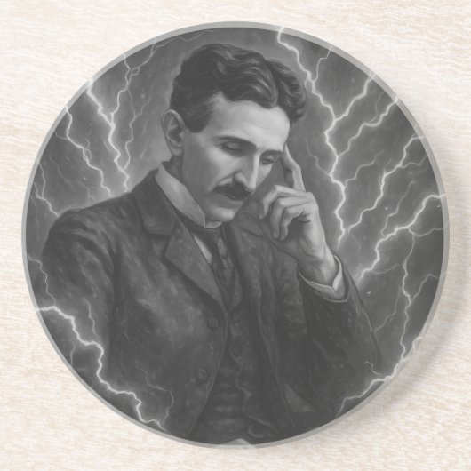 En Grès Nikola Tesla - Dessous de verre de foudre (Devant)