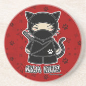 En Grès Ninja Kitty ! Dessous de verre de rouge de (Devant)