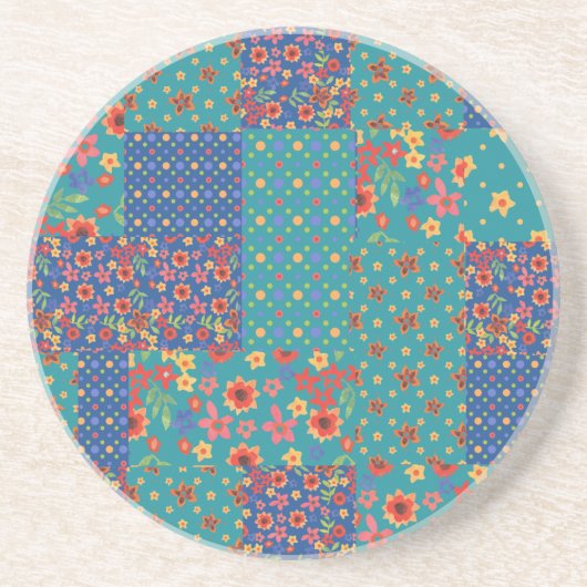 En Grès Nostalgic Prints Faux Patchwork Dessous de verre d (Devant)