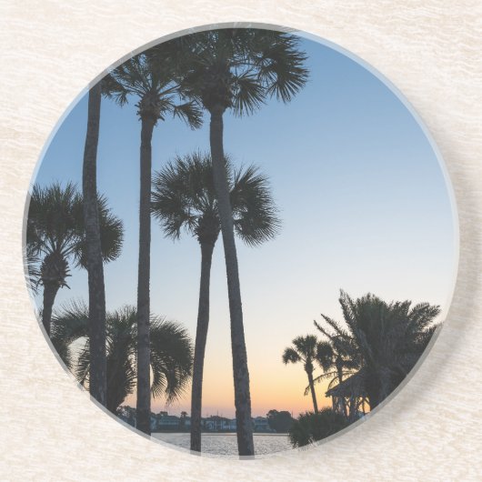 En Grès Palm Trees Sunrise Destin Floride Dessous de verre (Devant)