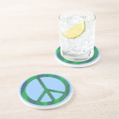 En Grès Panneau de Paix Vert Bleu, Dessous de verre (Côté)