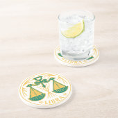 En Grès Panneau Libra du Zodiaque sur un Dessous de verre (Côté)