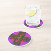 En Grès Papa Fancy Texte Violet Dessous de verre rouge (Côté)