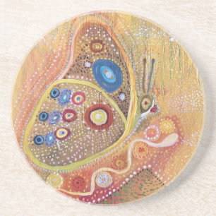 En Grès Papillon Art Peinture Dessous de verre de boisson 